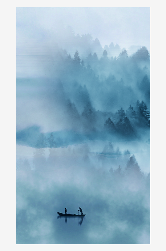 山水风景画国画装饰画-众图网