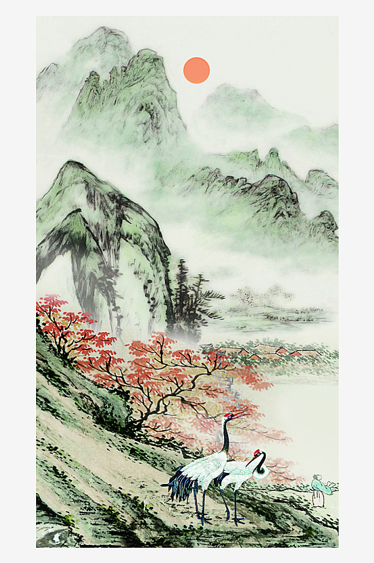 山水风景画国画装饰画-众图网