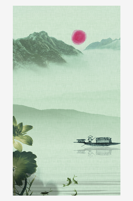 山水风景画国画装饰画-众图网