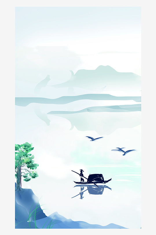 山水风景画国画装饰画-众图网