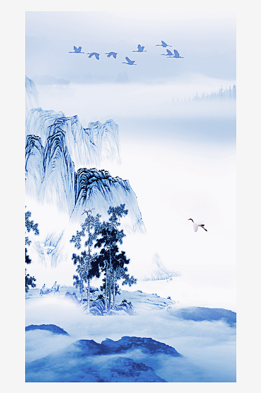 山水风景画国画装饰画-众图网