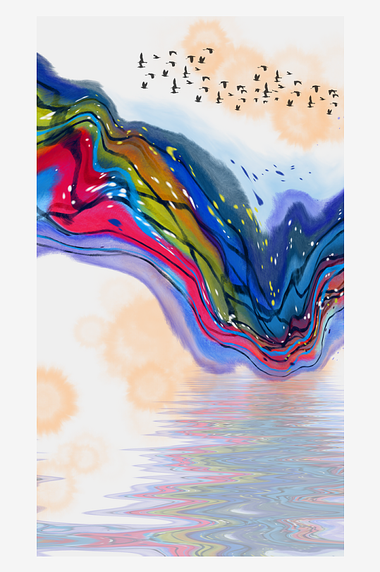 山水风景画国画装饰画-众图网