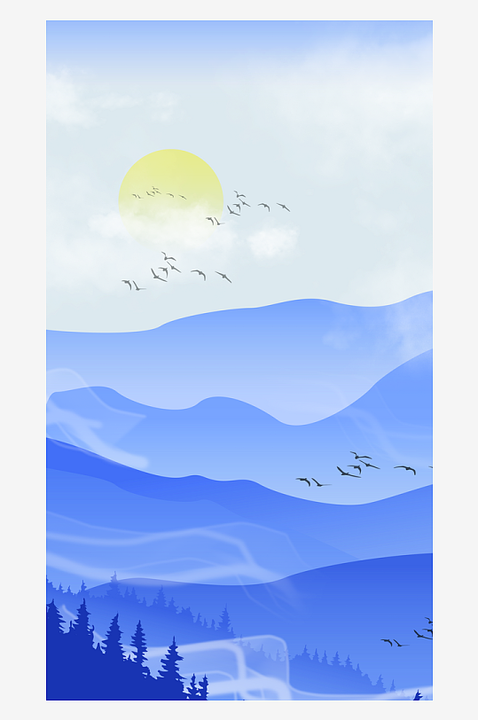 古风山水风景画装饰画-众图网