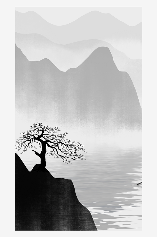 古风山水风景画装饰画-众图网