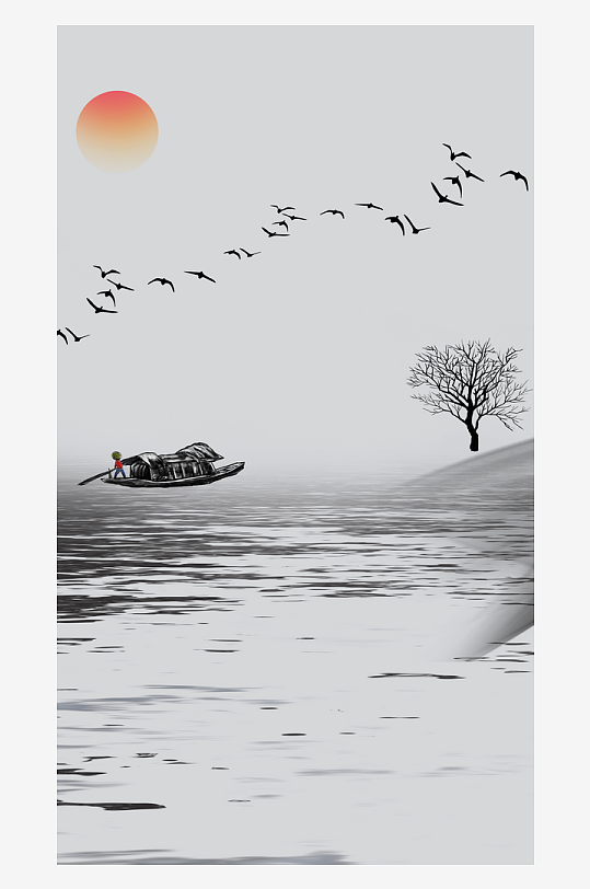 古风山水风景画装饰画-众图网