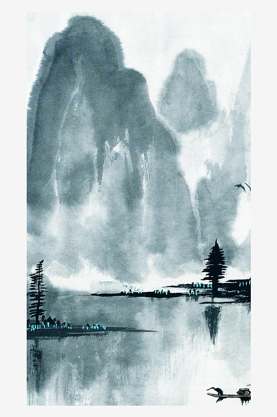 古风山水风景画装饰画-众图网