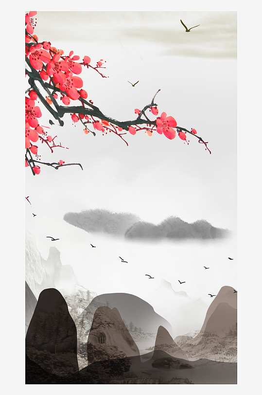 古风山水风景画装饰画-众图网