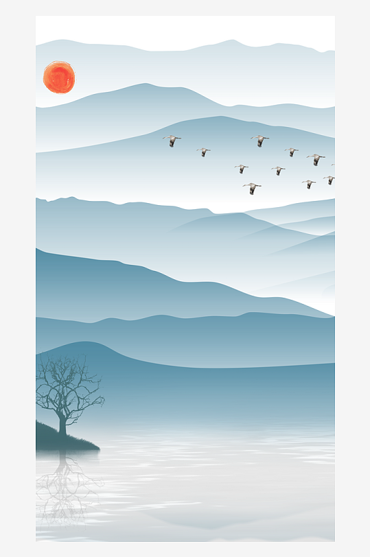 古风山水风景画装饰画-众图网