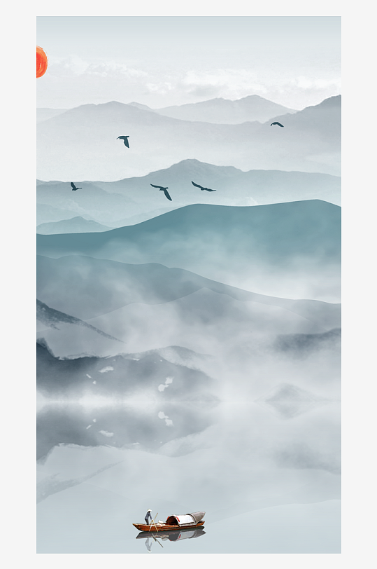 古风山水风景画装饰画-众图网