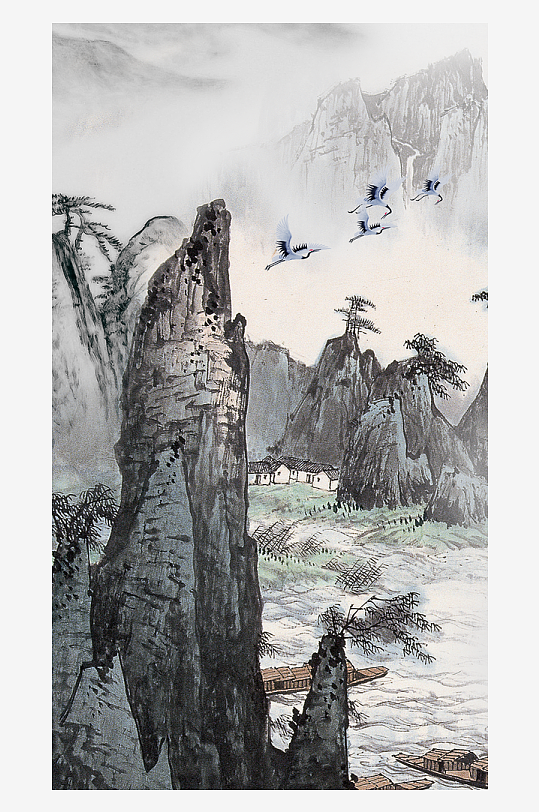 山水风景画中式装饰画-众图网