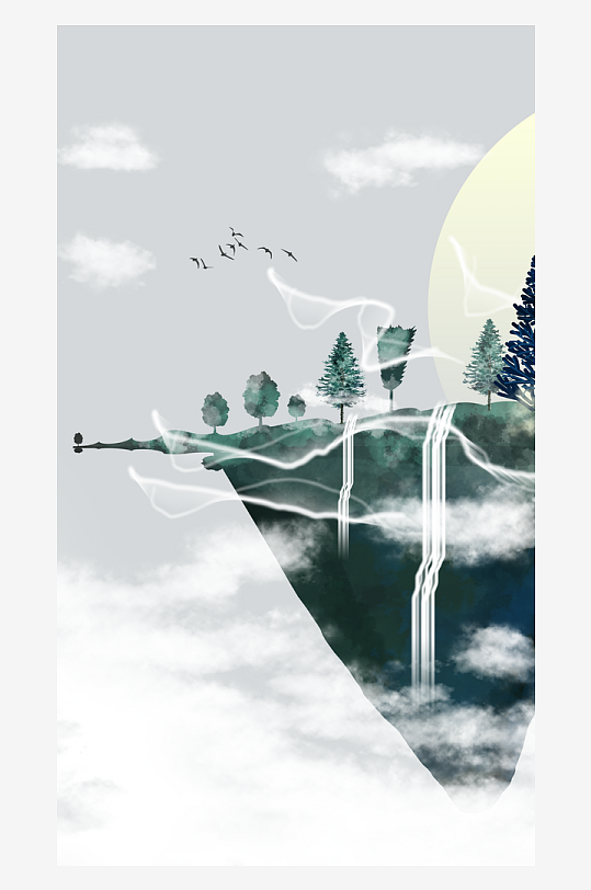 山水风景画中式装饰画-众图网