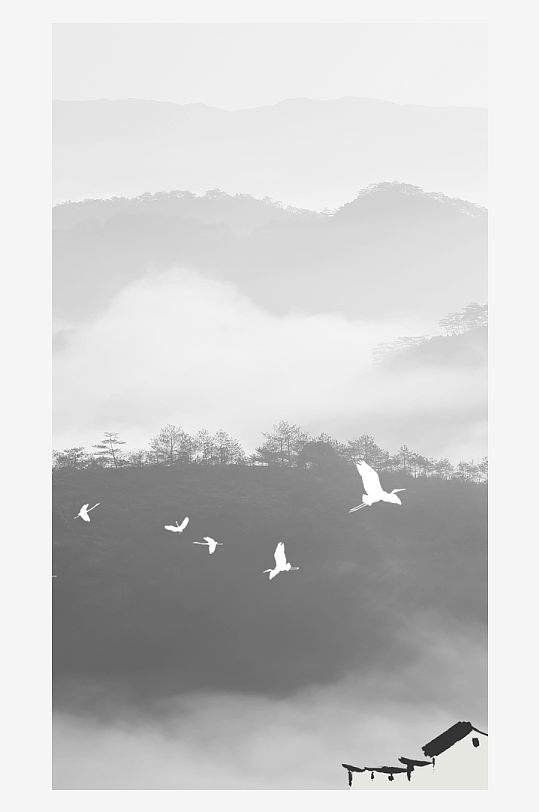 山水风景画中式装饰画-众图网