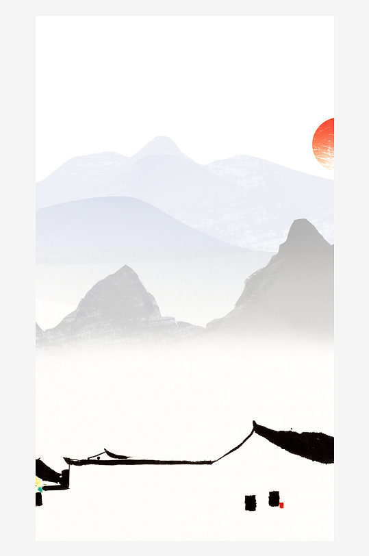 山水风景画中式装饰画-众图网