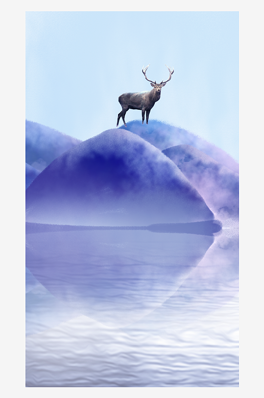 山水风景画中式挂画装饰画-众图网