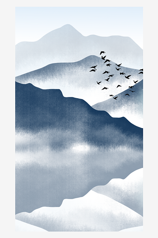 山水风景画中式挂画装饰画-众图网