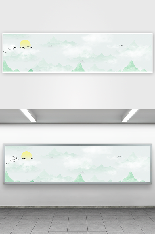 中式山水风景画装饰画-众图网