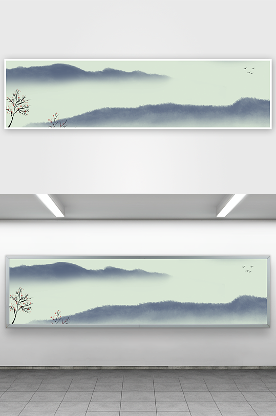 中式山水风景画装饰画-众图网