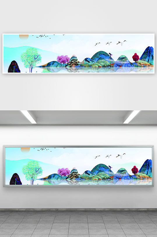 中式山水风景画装饰画-众图网