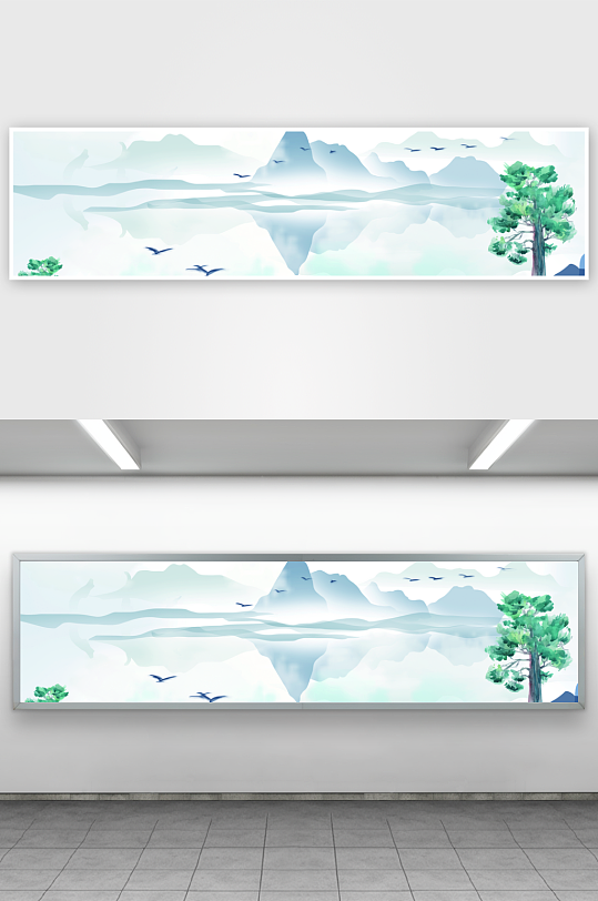 国风山水风景画装饰画挂画-众图网