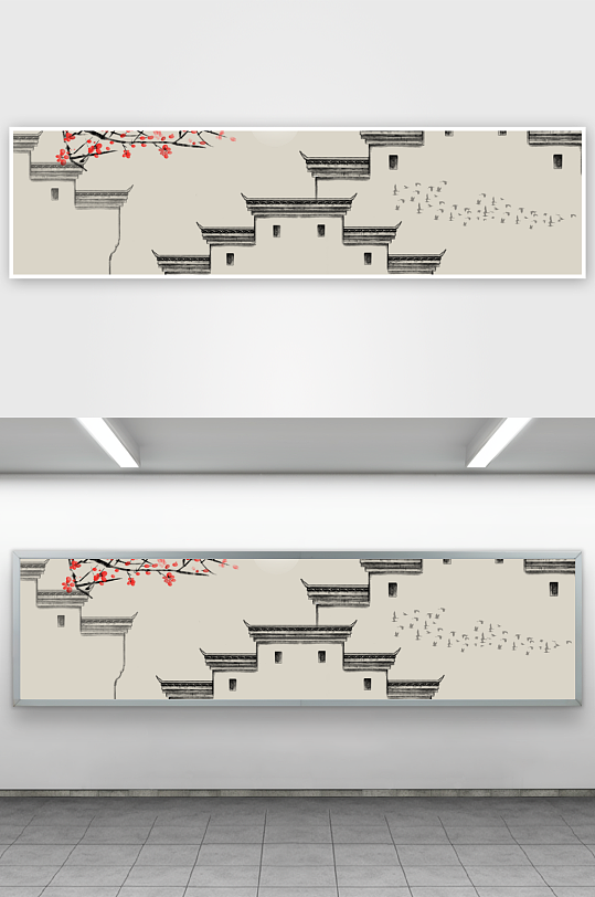 国风山水风景画装饰画挂画-众图网