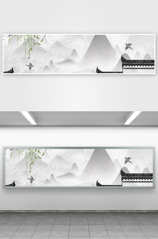 水墨山水风景画装饰画-众图网