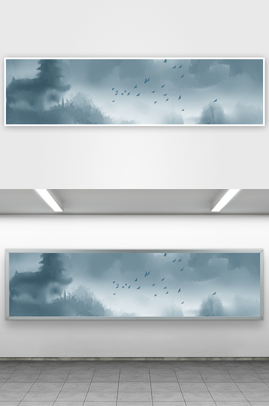 水墨山水风景画装饰画-众图网