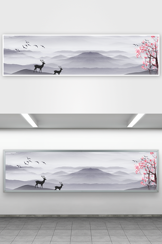 水墨山水风景画装饰画-众图网