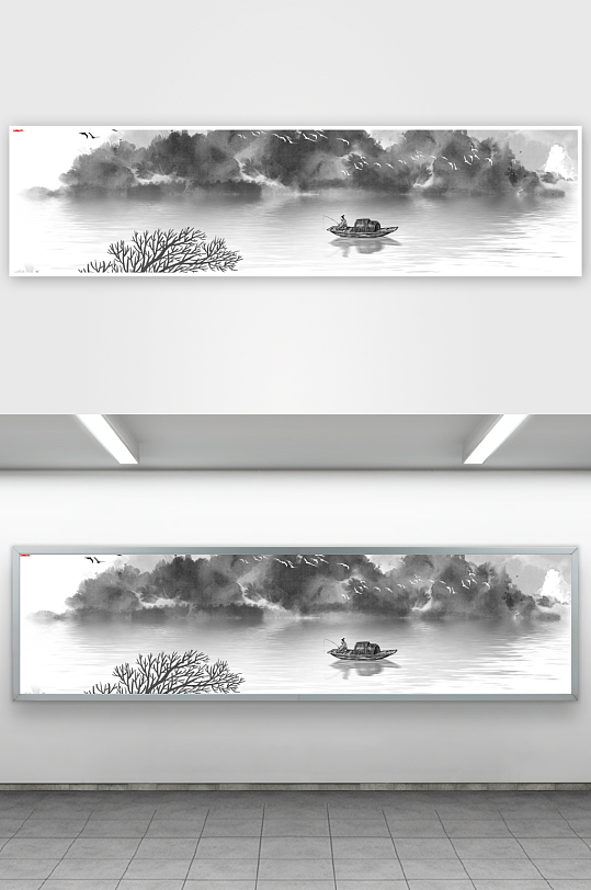 水墨山水风景画装饰画-众图网