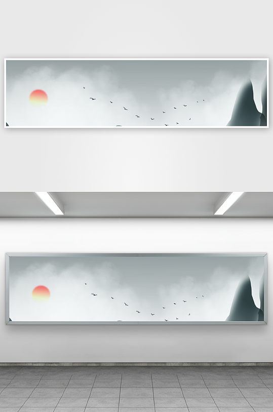 中国风山水风景画装饰画-众图网