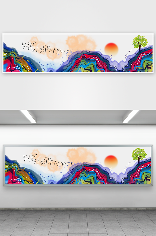 中国风山水风景画装饰画-众图网