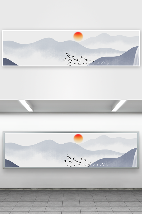 中国风山水风景画装饰画-众图网