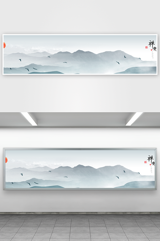 中国风山水画装饰画挂画-众图网