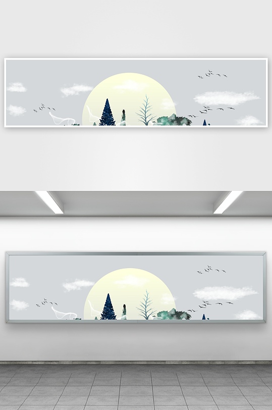 山水风景画中式挂画装饰画-众图网