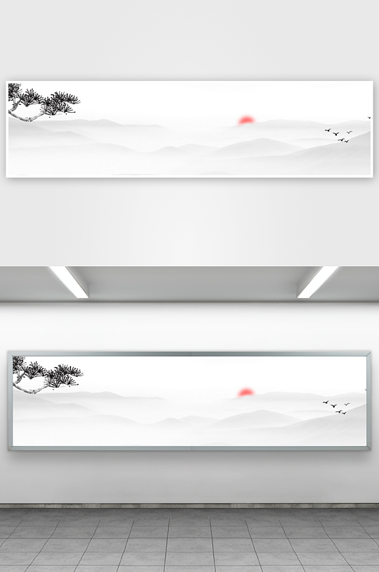 山水风景画中式挂画装饰画-众图网