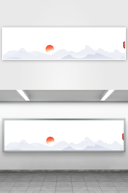 山水风景画中式挂画装饰画-众图网