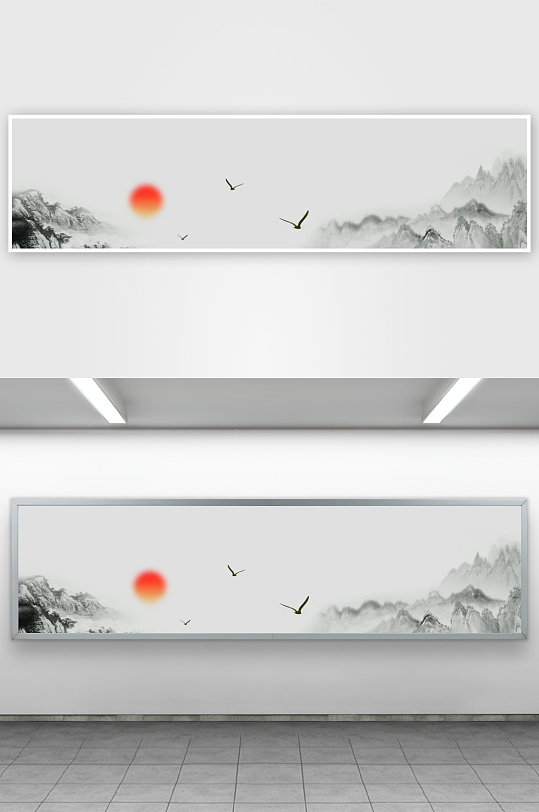 山水风景画中式挂画装饰画-众图网