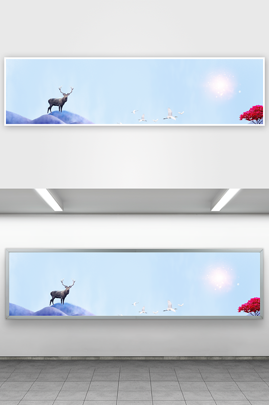 山水风景画中式挂画装饰画-众图网