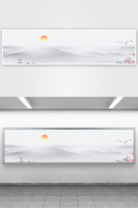 山水风景画中式挂画装饰画-众图网