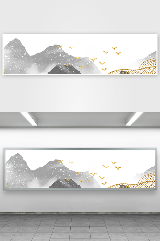 山水风景画中式挂画装饰画-众图网