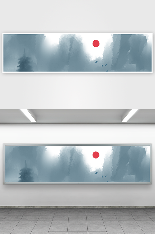 山水风景画中式挂画装饰画-众图网