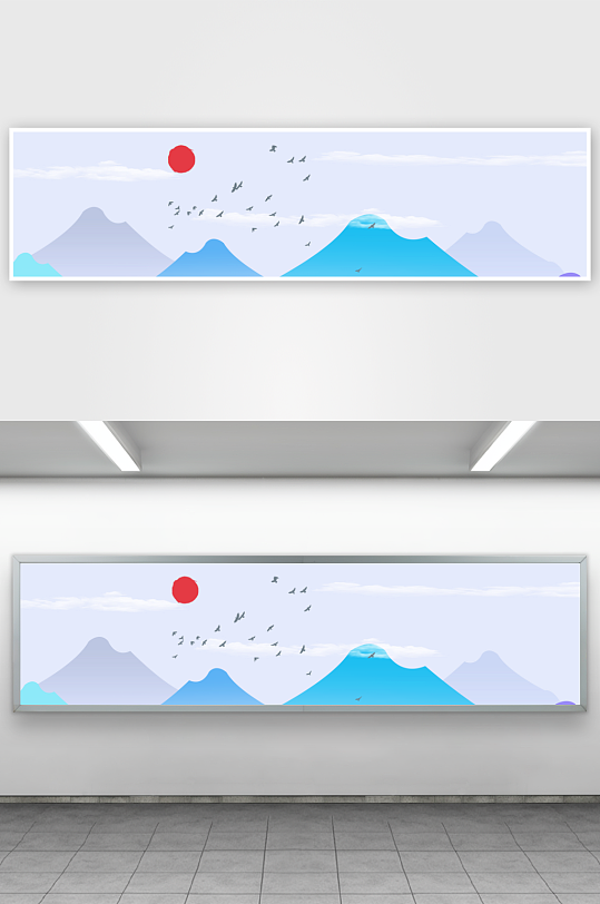 山水风景画中式挂画装饰画-众图网