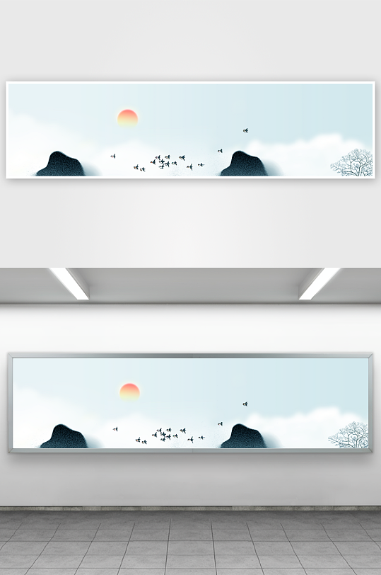 山水风景画中式挂画装饰画-众图网