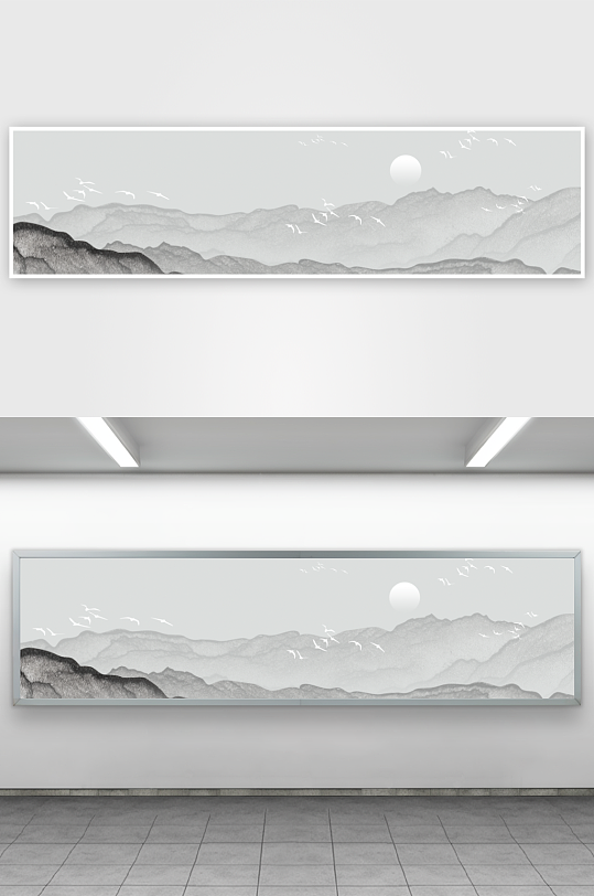 山水风景画中式挂画装饰画-众图网