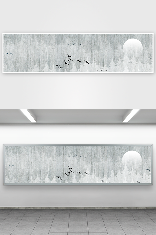 山水风景画中式挂画装饰画-众图网