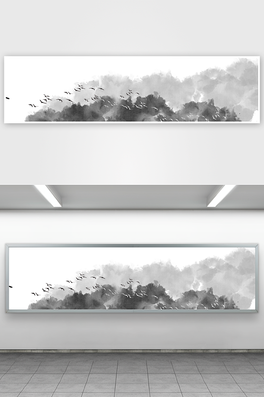 山水风景画中式挂画装饰画-众图网