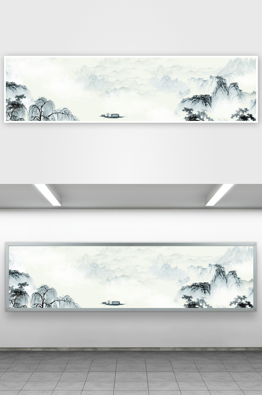 山水风景画中式装饰画素材