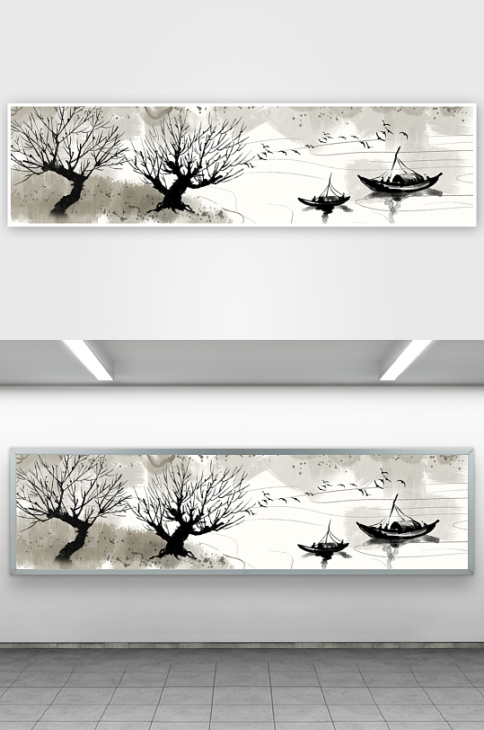 水墨山水风景画装饰画-众图网