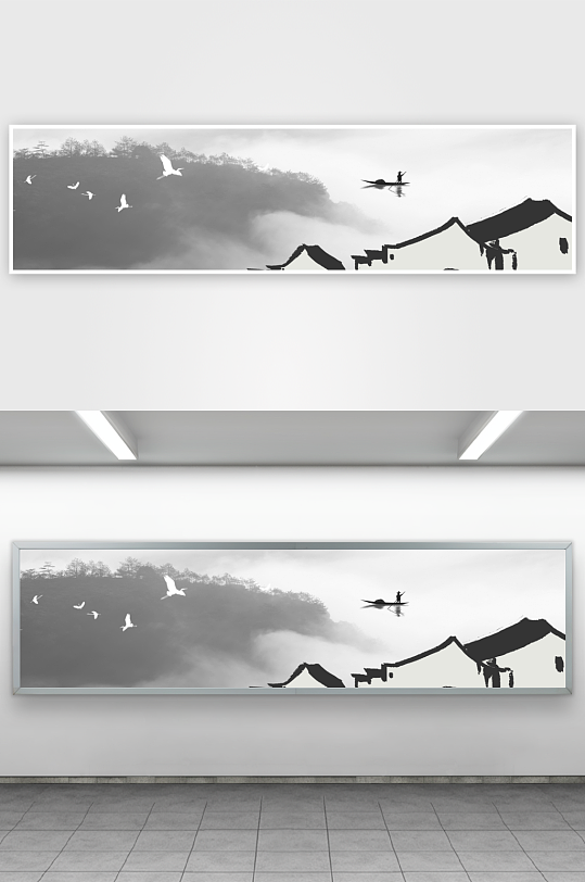 水墨山水画装饰画挂画-众图网