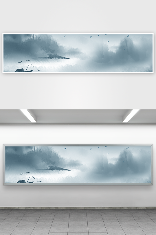 水墨山水画装饰画挂画-众图网