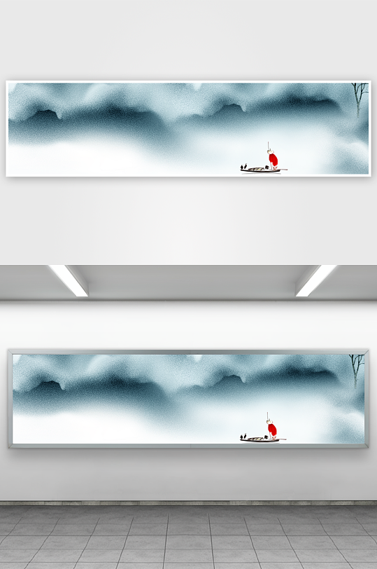 水墨山水画装饰画挂画-众图网